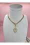 Gold Color Chain Necklace with Zircon Stone Detailed Shield and Star Figures - 4