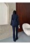 Women's One Button Double-Breasted Blazer Jacket and Straight Leg Pants Suit - 8