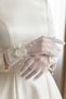 Hayal Tulle Bridal Gloves - Wedding Gloves with Pearl Branch and Crystal Stone Bow Detail - 2