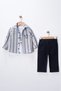 Baby Boys' 3-Piece Set - 100% Cotton Printed T-Shirt, Striped Shirt and Pants Set - 5