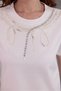Women's White T-Shirt Women's Stone-Beaded Blouse