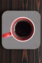 4Pcs Smoked Color Sand Pattern Wooden Turkish Coffee Cup Tea Mug Home Office Coaster Underpad - 2