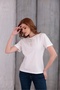 Women's White T-Shirt Women's Stone-Beaded Bow Tie Blouse - 7