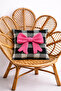3D Fuchsia Bow Detailed Graphic Lattice Pattern Decorative Throw Pillow Cover (45X45 cm) - 2