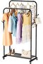 Clothes Rail Clothing Rack: Drying Portable Clothes Rail with Hook and Wheel Metal Freestand