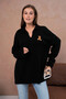 Women's Polo Neck Embroidery Detail Side Slit Casual Knitwear Sweater 224292 - 4