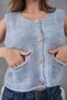 Women's Wide Collar Button Detail Thessaloniki Knit Sleeveless Knitwear Vest 8606Sw - 2