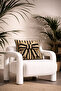 3D Cream-Black Bow Detailed Striped Decorative Throw Pillow Cover (45X45 cm) - 3