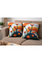 3D Digital Printing Set of 2 Decorative Throw Pillow Covers 43X43 cm – Single-Sided Printing, Vibrant Colors