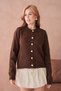 Pearl Button Detailed Soft Textured Crew Neck Knitwear Cardigan Aw25Hi0043 - 4