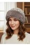Trend Triangle Leopard Detailed Plush Fur Kalpak Hat - 2