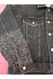 معطف جينز قصير مطرز بالحجر - 2