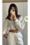 Crop Inside Fleece Three Thread Tracksuit Set - 2