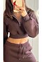 Crop Inside Fleece Three Thread Tracksuit Set - 4