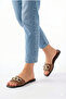 Women's Gold Chain Lightweight Comfortable Daily Beach Slippers Chain Detailed Flat Sole - 6