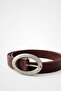 Faux Leather Oval Belt with Antique Buckle Detail - 2