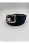 Black & Suede/Double Buckle Women's Belt, Jacket Belt, Trouser Belt, Dress Belt. - 4