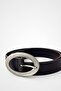 Faux Leather Oval Belt with Antique Buckle Detail - 4