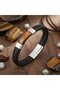 Men's Leather Tiger's Eye Stone Steel Bracelet - 4