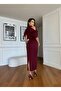 Women's Imported Scuba Fabric Belted Tassel Brooch Detail Lined Design Dress - 4