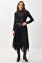 Velvet Patterned Asymmetrical Tulle Skirt Lnt0019 Black