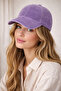 Corded Fabric Textured Velvet Hat with Pale Effect - Purple