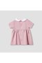 Girls A-line Dress with Smock Detail - Cotton - Short Sleeves - Peter Pan Collar - 2