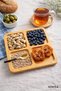 Bamboo Presentation Plate, 4-Compartment Square Presentation Plate, Snack Plate 20X20 cm