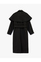 Detachable Cape Collar Cashmere Coat Belted Long Sleeve Buttoned with Pockets - 3