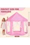 Pink Polka Dot Kids Play Tent Castle Style with Net Curtains - 3