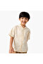 All-Over Print Shirt with Camp Collar and Short Sleeves