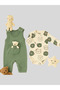 Baby Boys 2-Piece Romper Set with Salopet and Teddy Bear Patterned Bodysuit, Bear Embroidered Cotton - 3