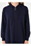 Zippered Hooded Long - Antique Navy Blue - - 5