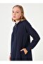 Zippered Hooded Long - Antique Navy Blue - - 3