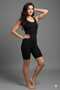 Black Women's Swimsuit with Long Shorts Intermediate B Piped Swimsuit - 4