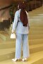 Pocketed Stone Detailed Denim Suit Ice Blue 19307 - 4