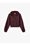 Shardonlu Hooded Printed Glitter Pocket Detailed Zippered Sweatshirt - 3