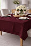 Checked Satin Tablecloth Claret Red 100% Cotton Without Napkin - 3