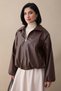 Short Leather Bomber Bitter Brown Jacket