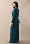 Ruched Side Brooch Emerald Green Sandy Dress - 4