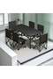 A collapsible aluminum outdoor dining table and six ergonomic foldable chairs, crafted for comfort, - 3