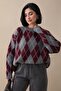 Baklava Pattern Burgundy Knitwear Sweater - 4