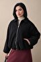 Short Cashmere Bomber Black Jacket