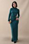 Ruched Side Brooch Emerald Green Sandy Dress - 5