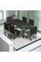 A versatile outdoor table-and-chair ensemble featuring a foldable rectangular dining table and six c - 3