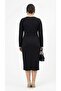 Women's Plus Size Long Sleeve Front Buckled Double Jersey Fabric Dress 5430-26 - 4