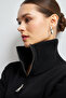 Women's Black Double Zipper Detailed Knitwear Set - 4