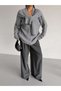 Women's Soft Textured Hair Braid Detailed Buttoned Extra Sleeve Detail Loose Fit Cardigan - 2561 - 3