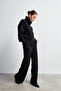 Women's Black Double Zipper Detailed Knitwear Set - 2