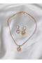 Royal Heart Choker Necklace and Earring Set - Gold Color - 2